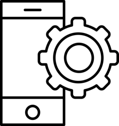 Cellphone With Cogwheel Outline Inside A Circle Icon Svg Vector, Free Vectors File